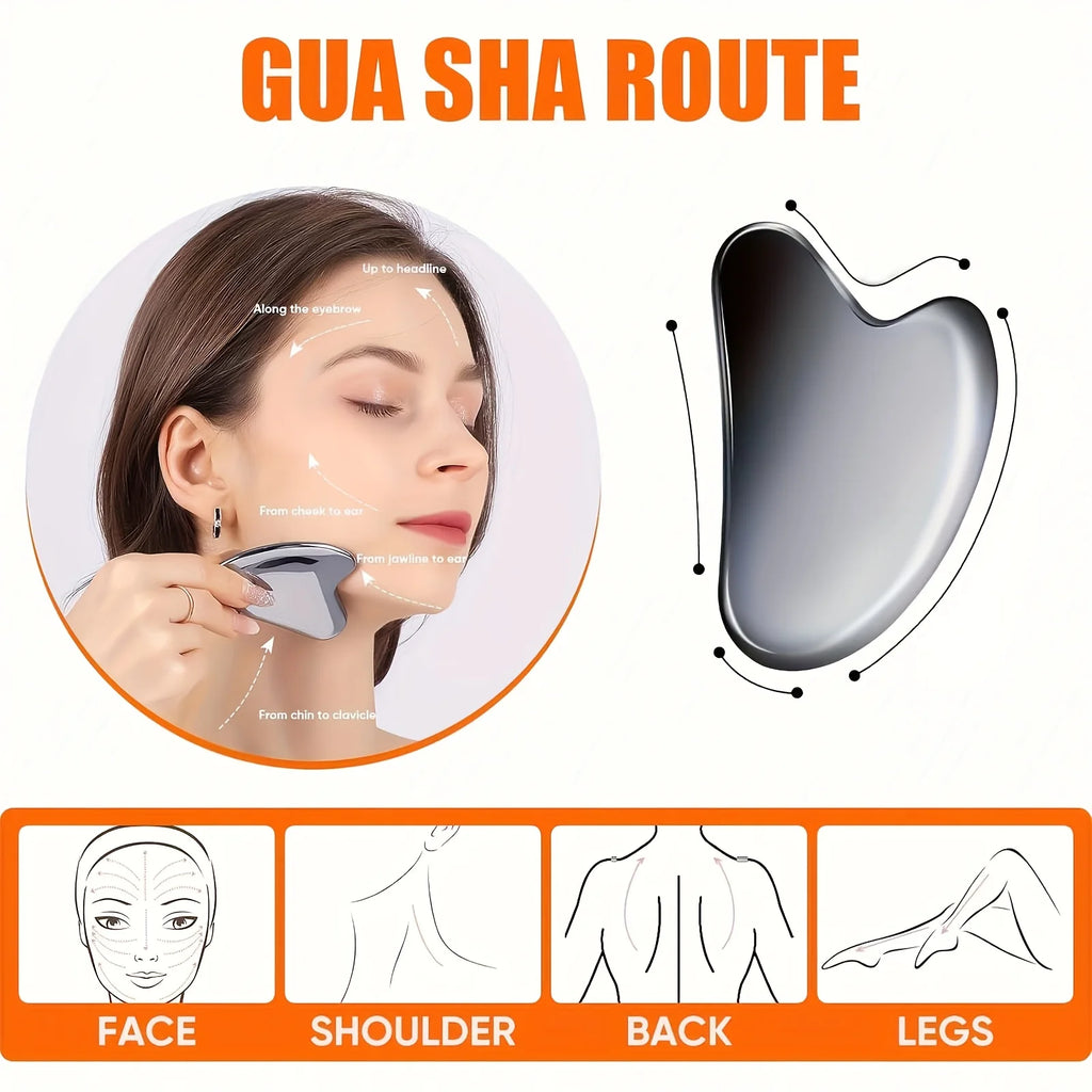 Thick Stainless Steel Dolphin Gua Sha Facial Tool - Fragrance-Free, Battery-Free Eye & Face Massage Board for Deep Tissue Pressu